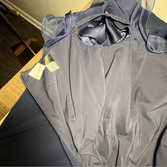 Alexander by Daymor Navy Blue Ruffled Off The Shoulder Sheath Dress 1257 Size 16 - Picture 16 of 16